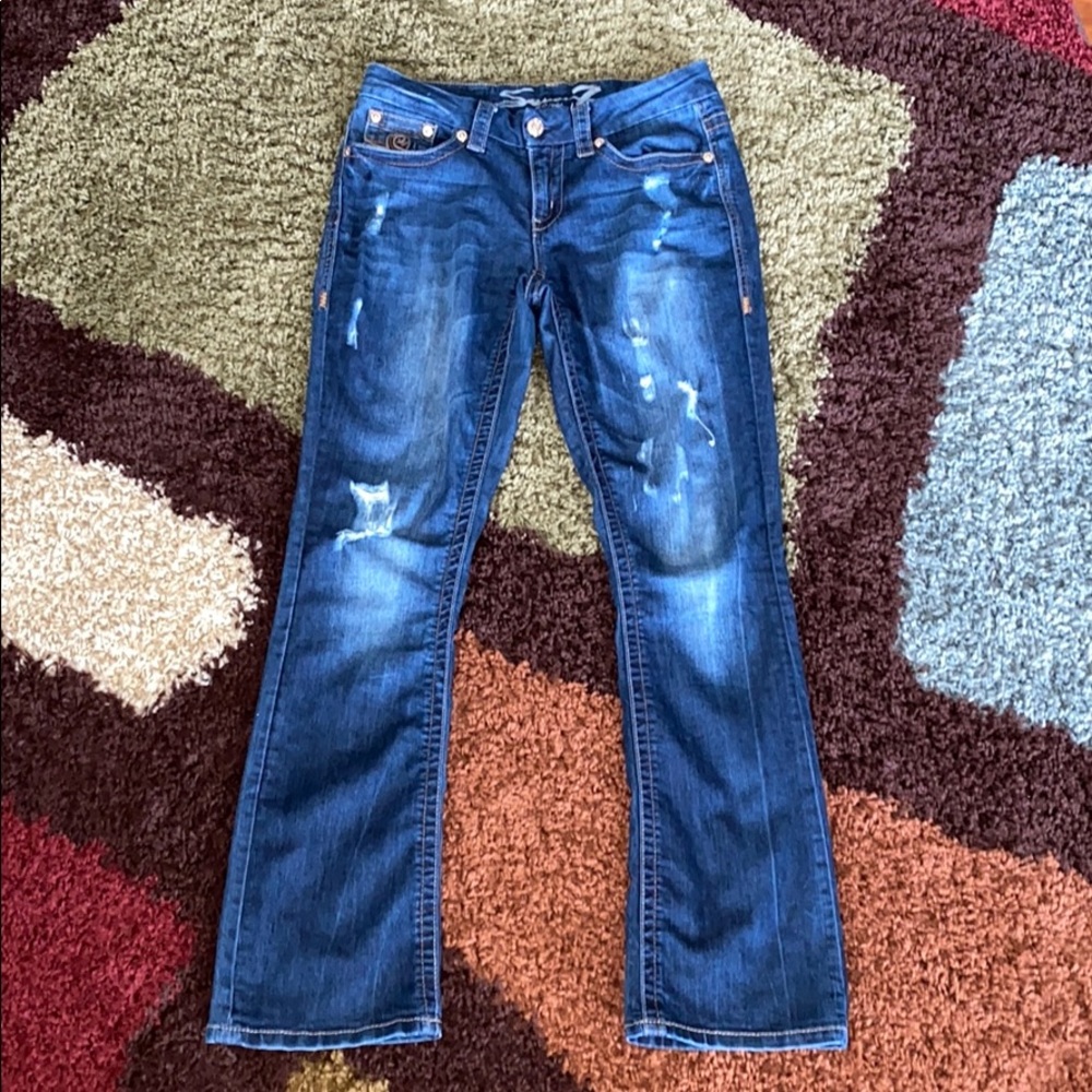 Seven7 Slim Boot Factory Distressed Jeans Size 6